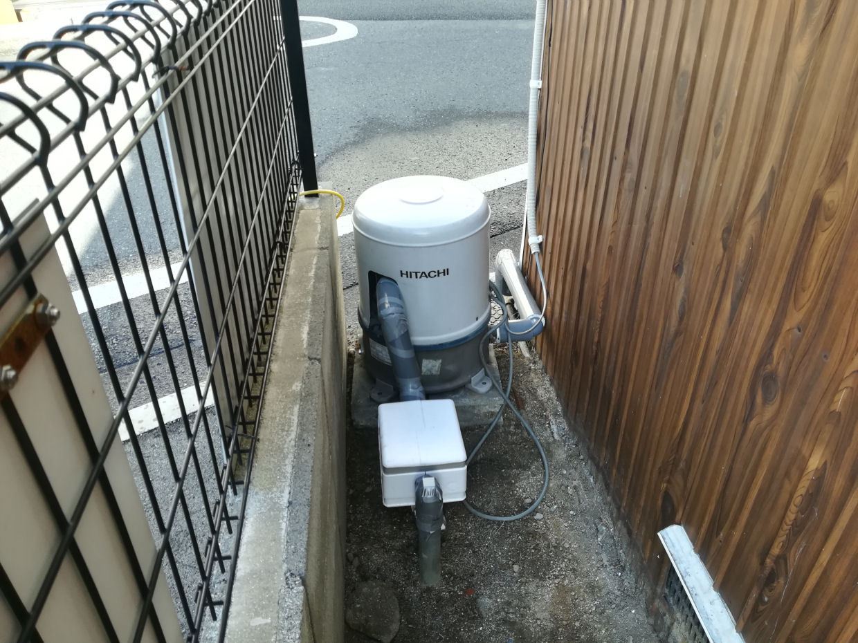 新しい井戸に既存ポンプの移設工事（松山市永代町）