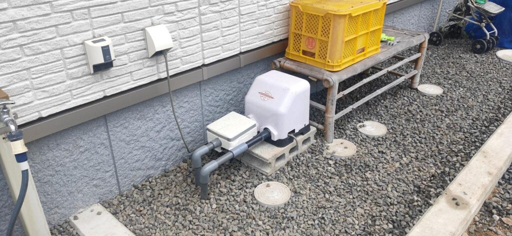 打抜き井戸と手押しポンプ+電動ポンプの設置（松山市小栗）
